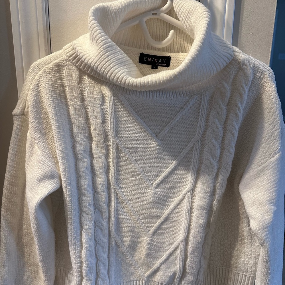 EN/KAY by Navleen - Women's Cable Knit Turtleneck Sweater